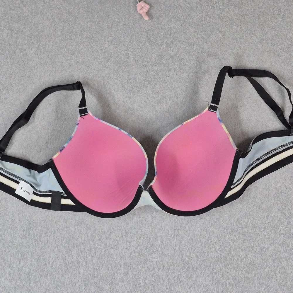 PINK Victoria's Secret Women Bra 36D Blue Tie Dye Wear Everywhere Push Up